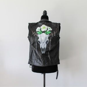 Hand painted vintage moto vest